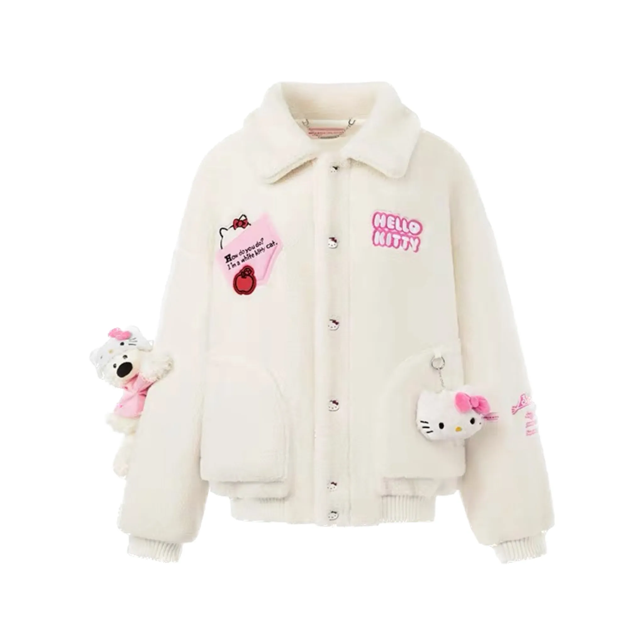 13De Marzo X Hello Kitty White Bear Fleece Coat