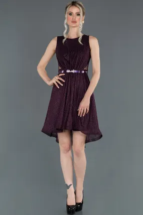 17059 Dark Purple Shimmer Hi-Low Dress