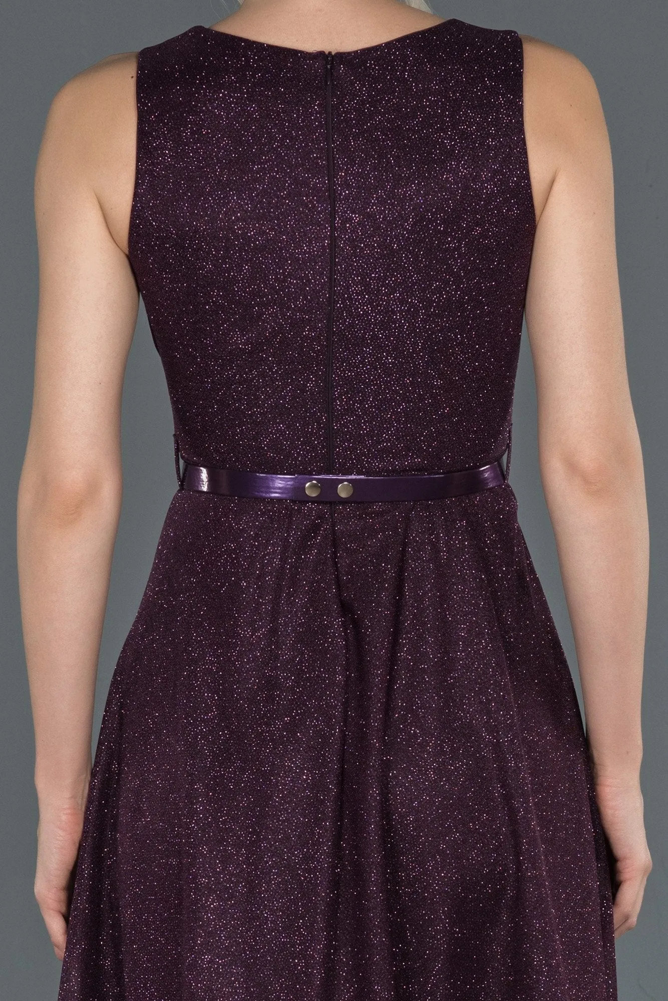 17059 Dark Purple Shimmer Hi-Low Dress