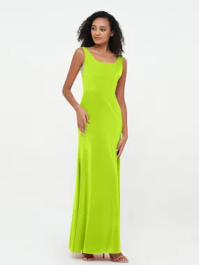 Bateau Neck Mermaid Long Velvet Dresses Lime Green