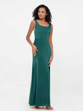 Bateau Neck Mermaid Long Velvet Dresses Peacock