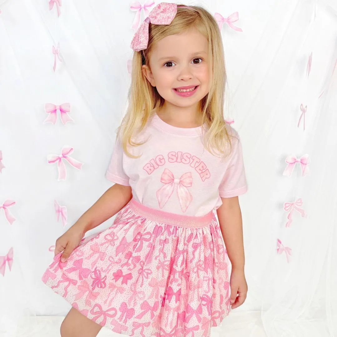 Big Sister Bow Short Sleeve T-Shirt - Ballet