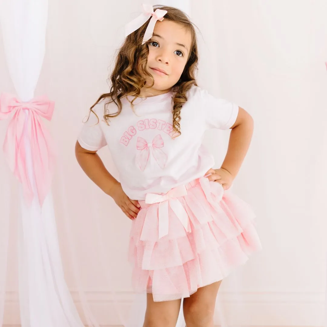 Big Sister Bow Short Sleeve T-Shirt - Ballet