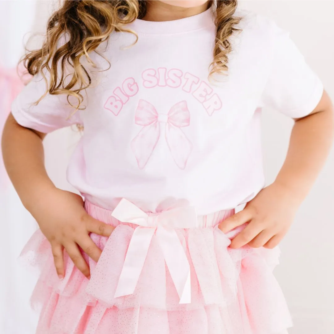 Big Sister Bow Short Sleeve T-Shirt - Ballet