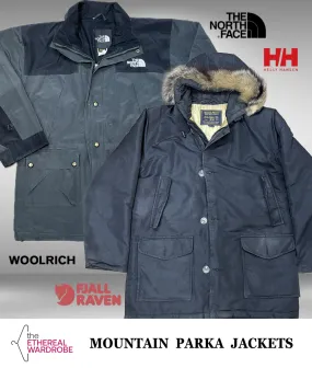 Branded Mountain Parka Jackets including Woolrich, Fjallraven and North Face