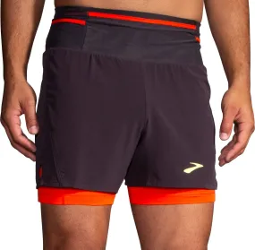 Brooks High Point 2.0 2 In 1 Mens Running Shorts - Grey