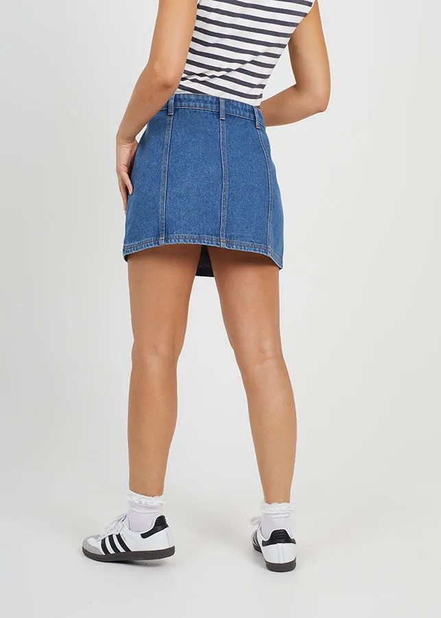 DENIM MINI SKIRT WITH UTILITY POCKETS