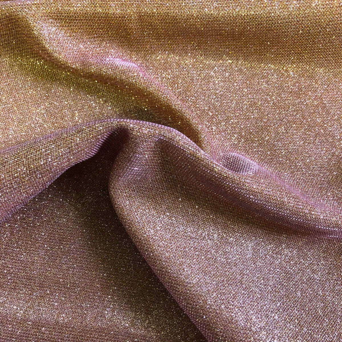 Dusty Pink Gold Holographic Shimmer Glitter Spandex Fabric