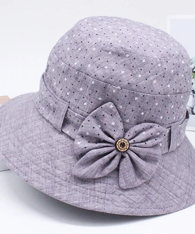 Fashion Blue Print Patchwork Bow Bucket Hat