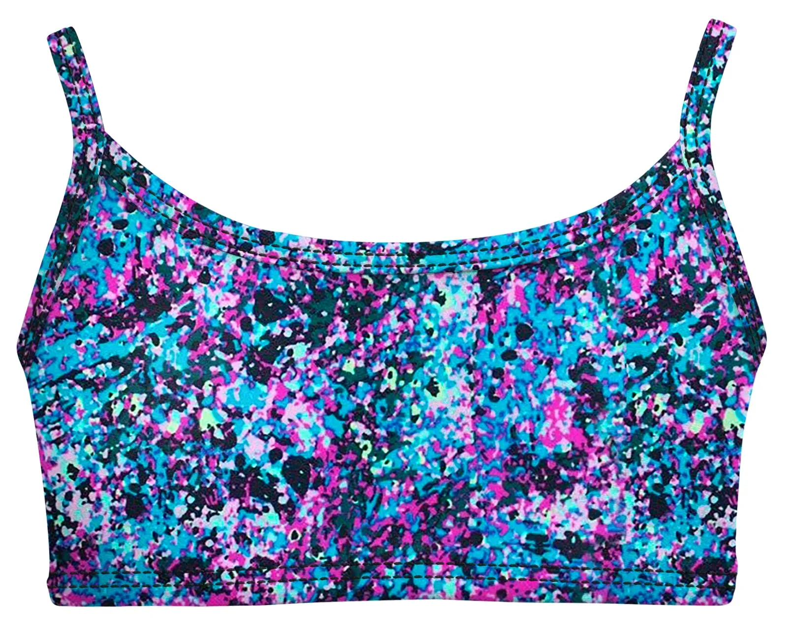 Girls UPF 50  Printed Bikini Swim Top  | Splatter