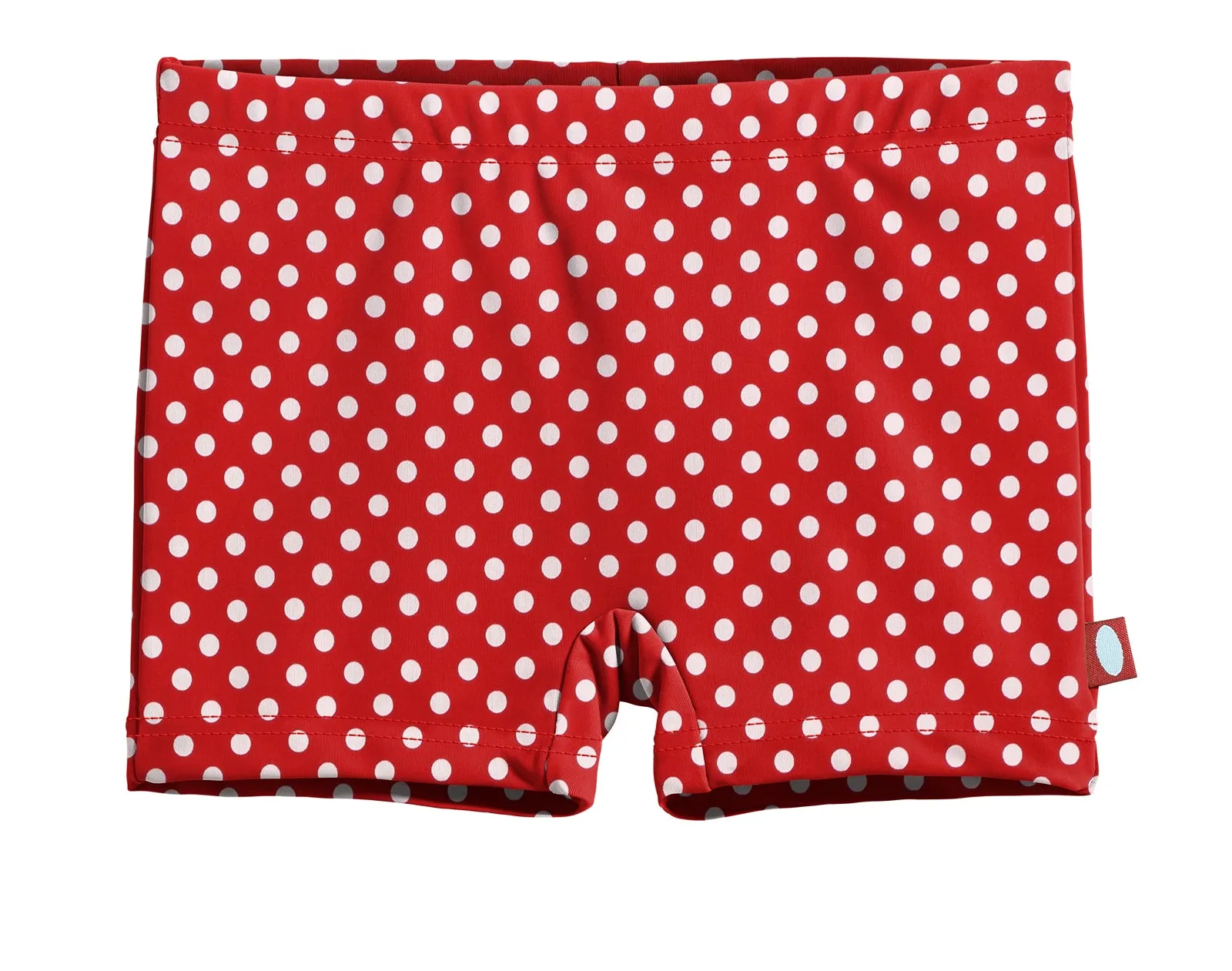 Girls UPF 50  Printed Swim Boy Shorts  | Red w- White Polka Dot