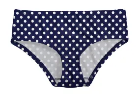 Girls UPF 50  Printed Swim Briefs  | Navy w- White Polka Dot