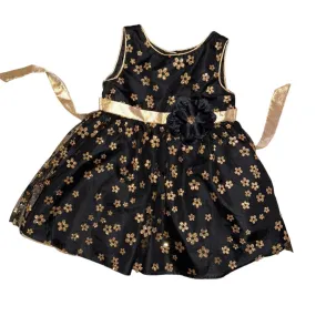 Girls Youngland Size 2T Black/Gold Shimmer Tulle Dress