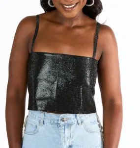 GIRLY GIRL BLACK SHIMMER TOP