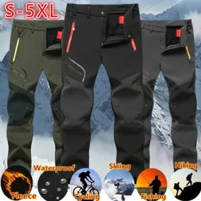 MAZEROUT Oversized Men Fleece Waterproof Pants For Winter