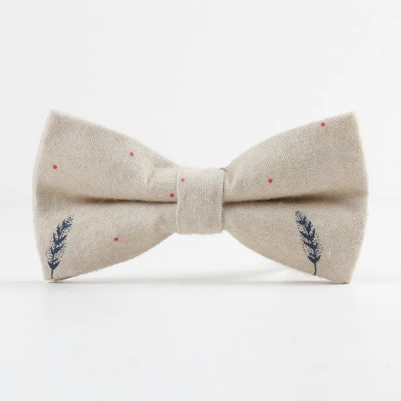 Men's Lovely Birds Feather Printed Cotton Bow Tie