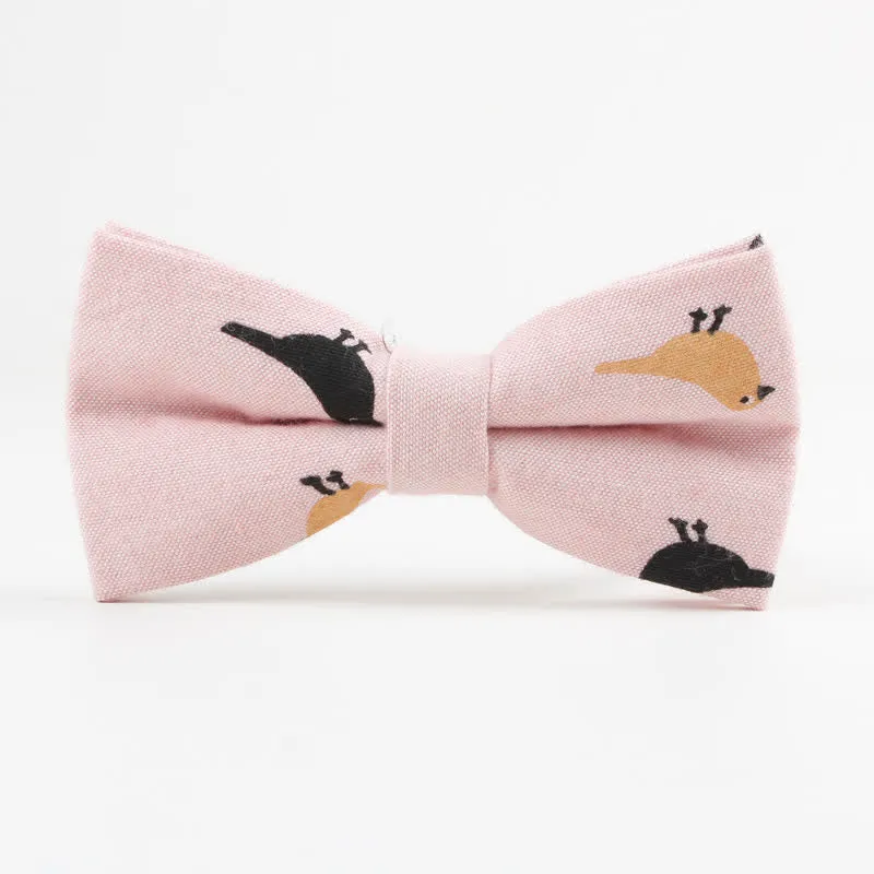 Men's Lovely Birds Feather Printed Cotton Bow Tie