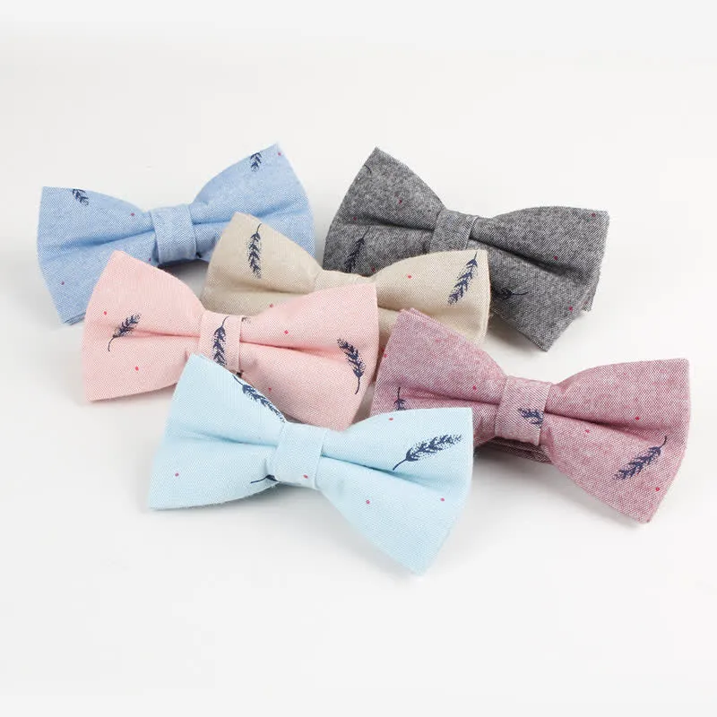 Men's Lovely Birds Feather Printed Cotton Bow Tie