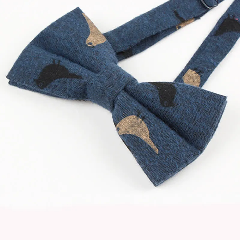 Men's Lovely Birds Feather Printed Cotton Bow Tie