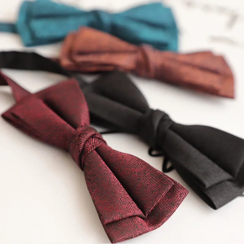 Men's Retro Simple Solid Color Double Gentleman Bow Tie