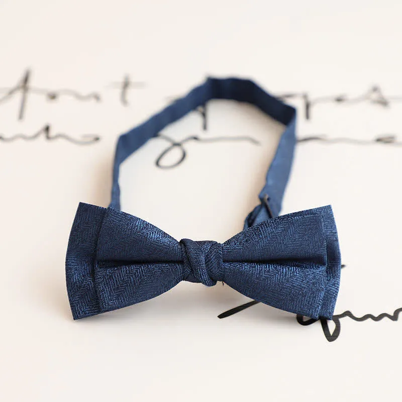 Men's Retro Simple Solid Color Double Gentleman Bow Tie