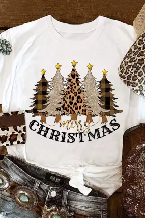 Merry Christmas Leopard Tree Print Pullover Sweatshirt