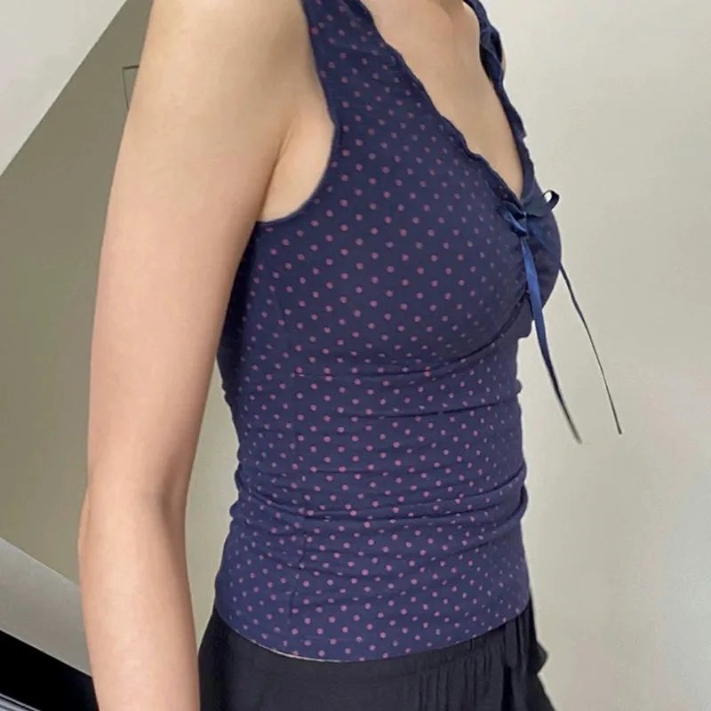 Norma Polka Dot V-Neck Top