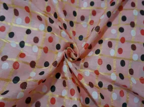 Pink Polka Dots Print Cotton Fabric