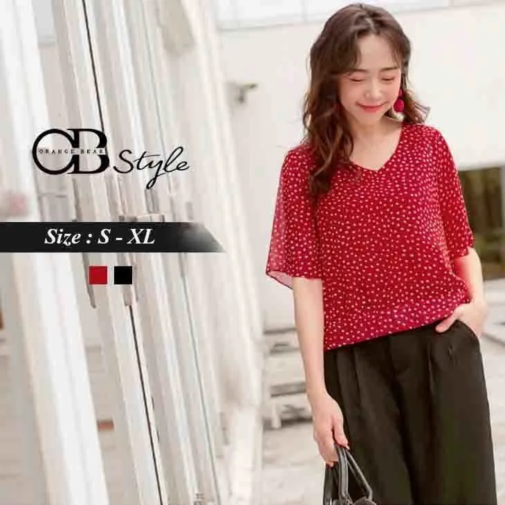 POLKA DOTS CHIFFON TOPS