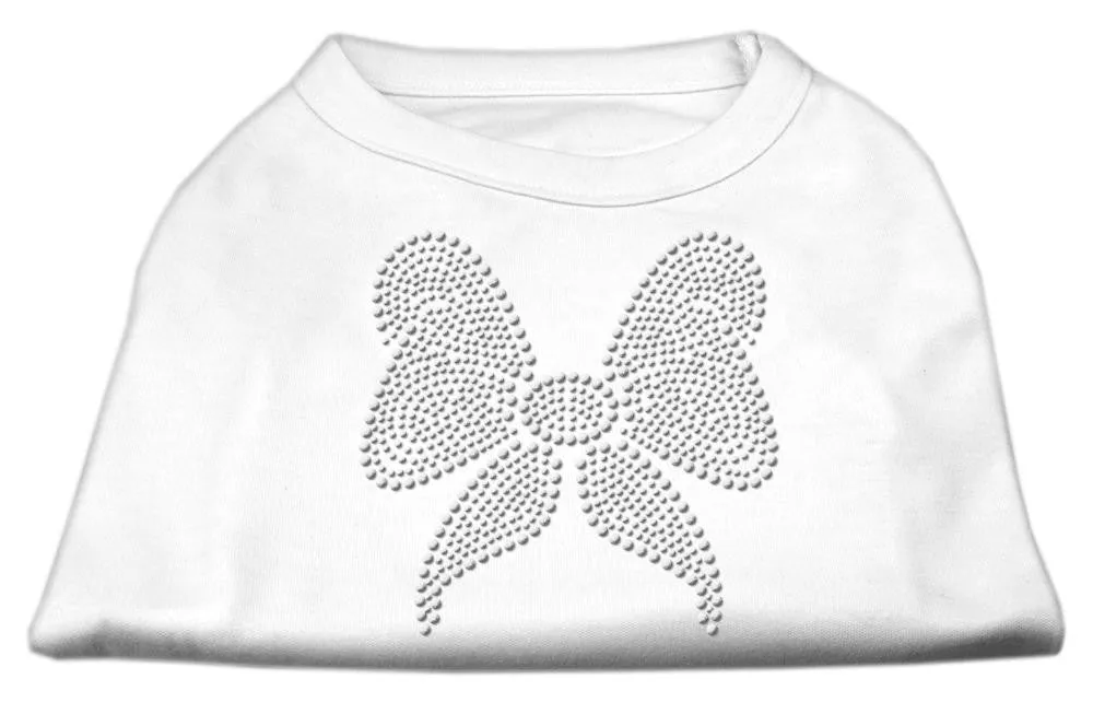 Rhinestone Bow Shirts White L (14)