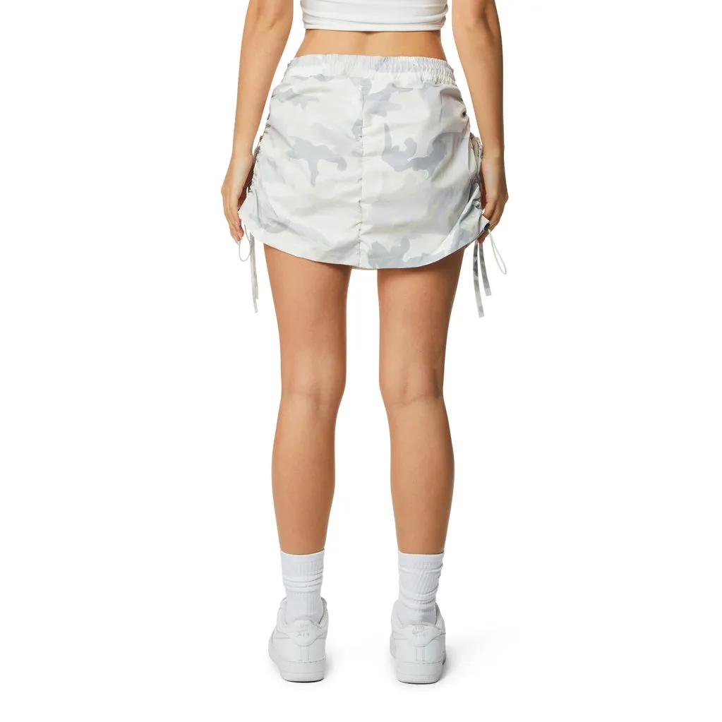 Shirring Utility Mini Skirt - Oatmeal Camo