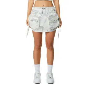 Shirring Utility Mini Skirt - Oatmeal Camo