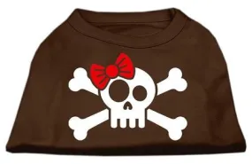 Skull Crossbone Bow Screen Print Shirt Brown Sm (10)