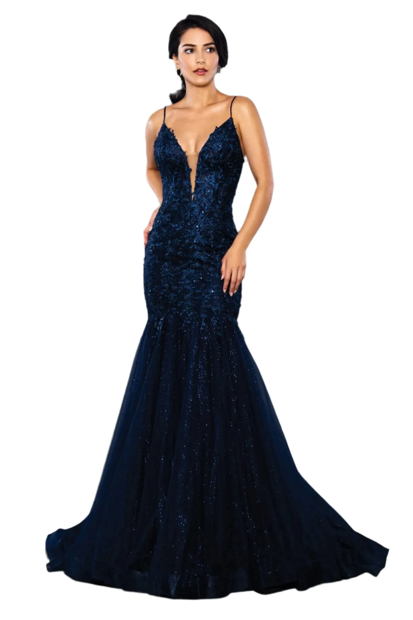 Stella Couture 22043 Navy Prom Dress Size 12 Long Shimmer Mermaid Pageant Gown