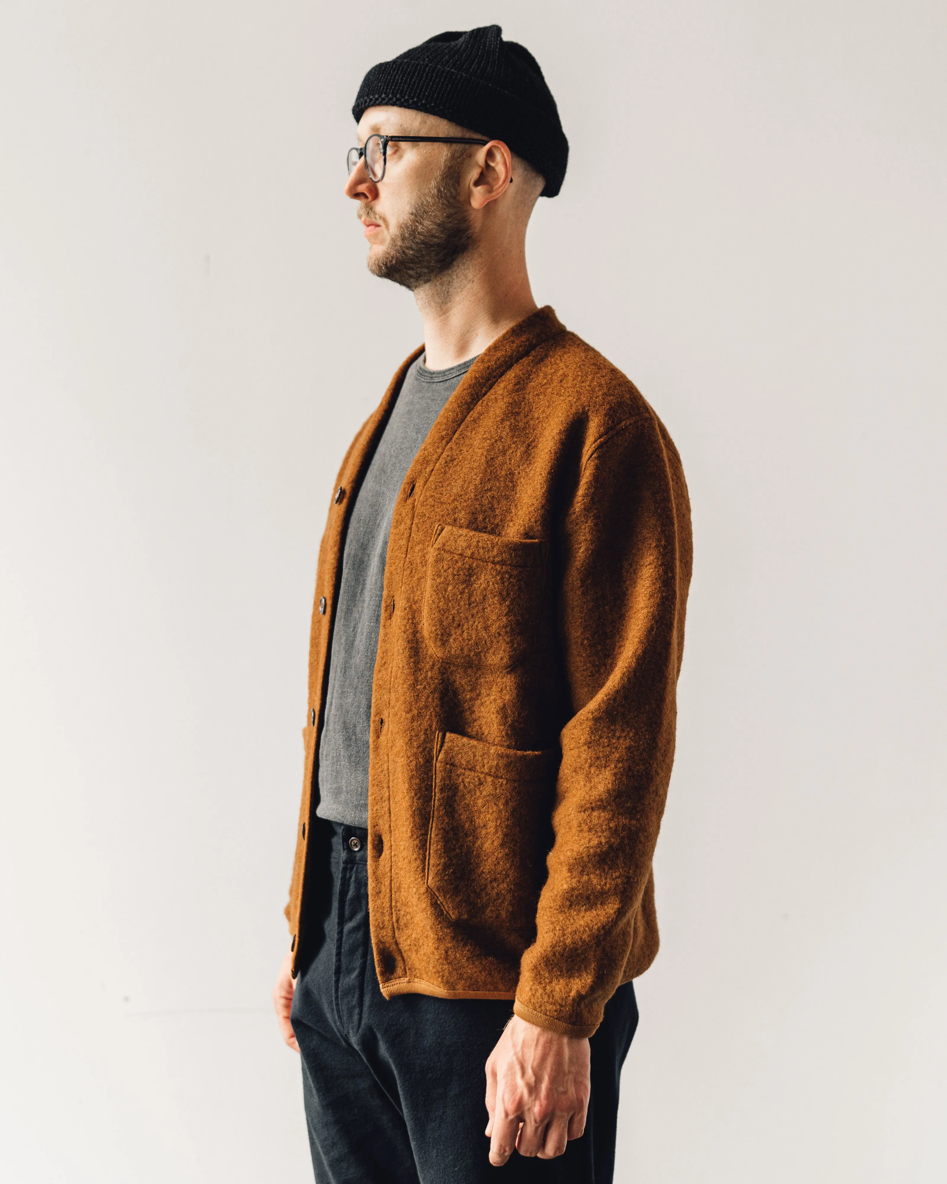 Universal Works Fleece Cardigan, Rust