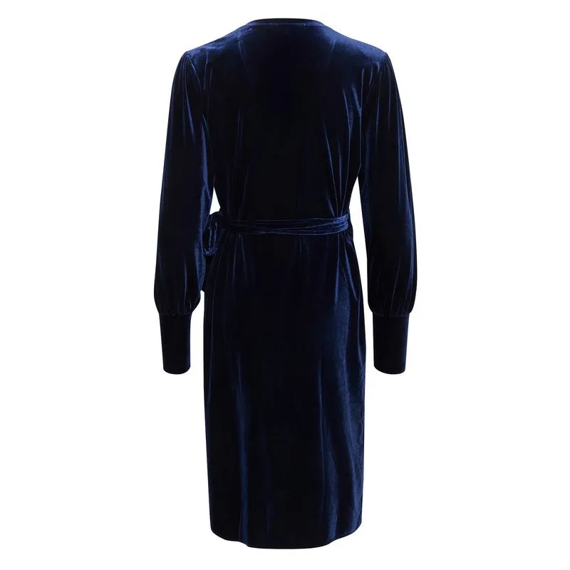 Vanilla Velvet Dress in Midnight Sail