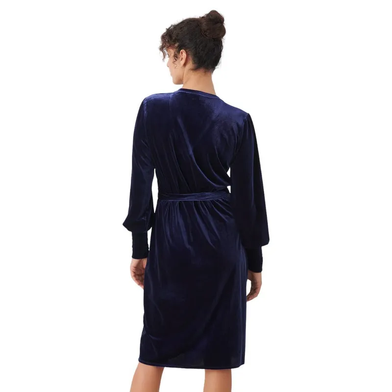 Vanilla Velvet Dress in Midnight Sail