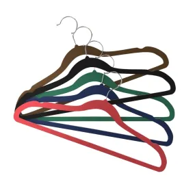 Velvet Clothes Hangers 50 Pack - Pink Black Tan Blue Green - No Slip Thin Space Saving Heavy Duty Felt Hanger Set For Teen & Adult Use w/ Swivel Metal Hooks For Suit Shirt Coat or Pants