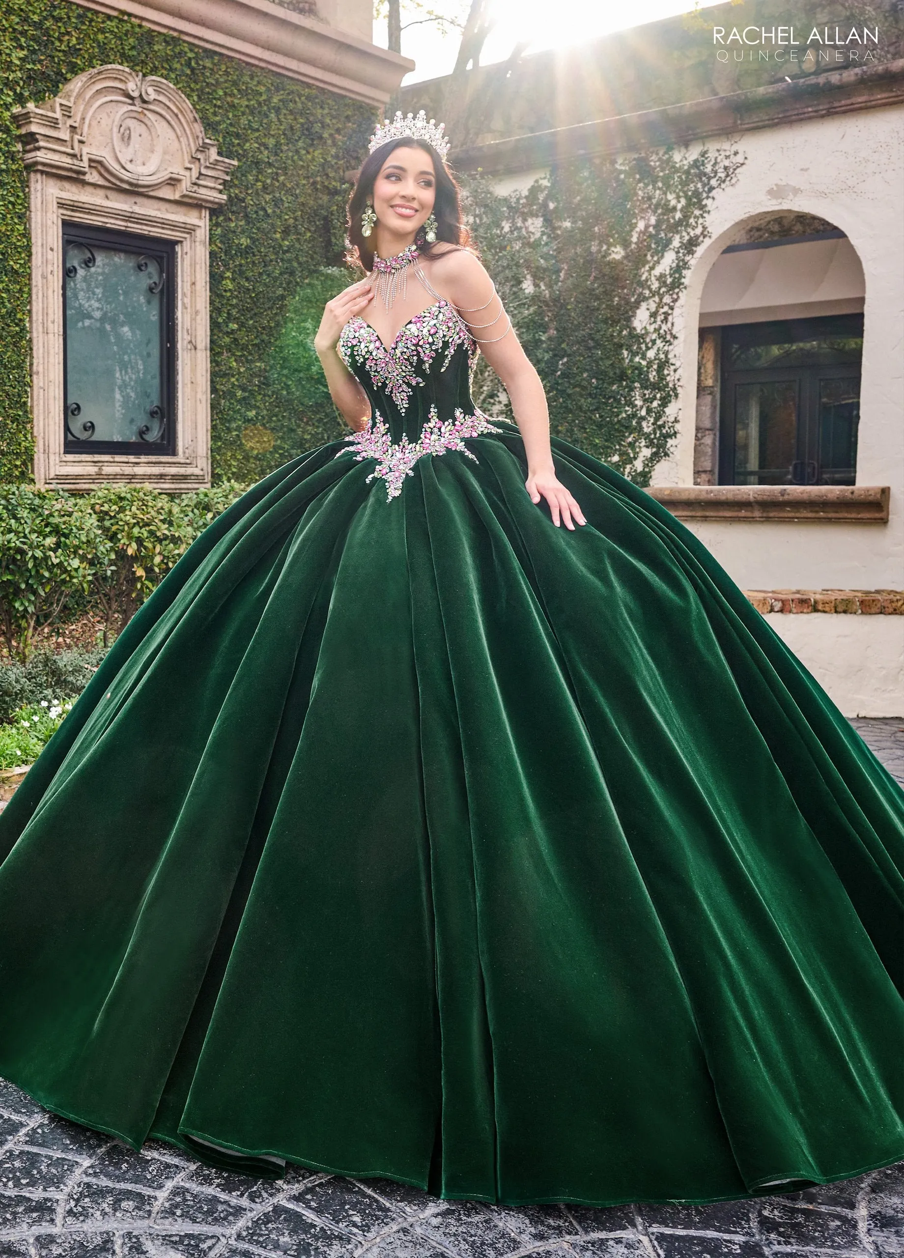 Velvet Strapless Quinceanera Dress by Rachel Allan RQ2198