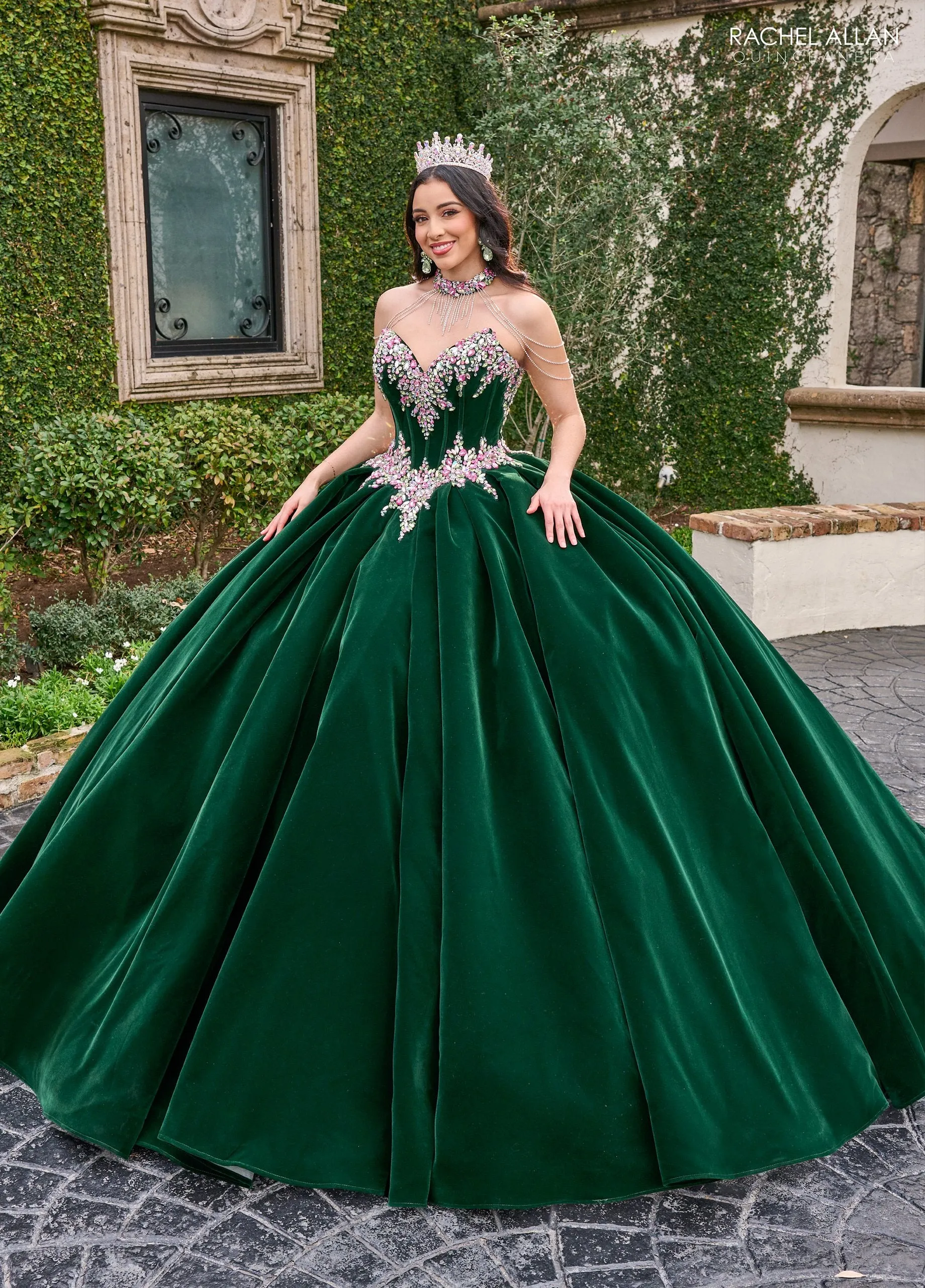 Velvet Strapless Quinceanera Dress by Rachel Allan RQ2198