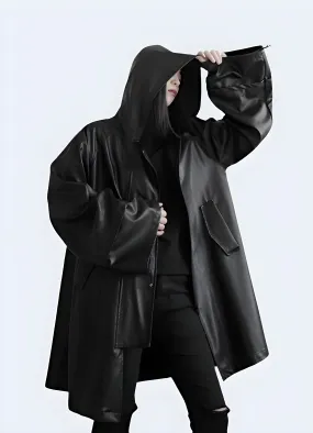 Women's Leather Rain Oversized Parka